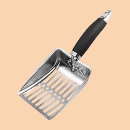 Steel Cat Litter Scoop with Long Handle – Heavy-Duty Metal Shovel for Easy Litter Box Cleaning